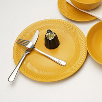 Exquis 16 pièces jaune vaisselle assiette en céramique bol ensemble grès vaisselle ensembles pour Homeware dîner ensembles de luxe