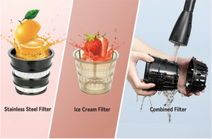 Máy ép chậm với bộ lọc bằng thép không gỉ kết hợp bộ lọc làm kem để chiết xuất trái cây và rau củ - Product Image 5