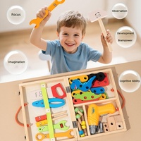 Juguete de Madera, Kit de Herramientas de Juego de Roles, Caja de Herramientas con Taladro Eléctrico, Juego de Juguetes de Ensamblaje DIY para Niños, Mejora la Creatividad y la Imaginación