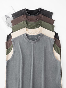 <span class=keywords><strong>Canotta</strong></span> Oversize da <span class=keywords><strong>Uomo</strong></span> in Cotone Pesante per Allenamento, Senza Maniche, Taglio Muscolare, Lavaggio Acido, Ricamo Logo Personalizzato, Stile High Street - Product Image 2