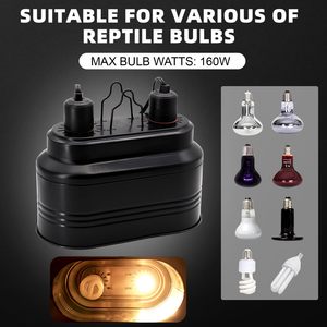 REPTI ZOO DRL01TT Luminaire pour reptiles avec thermostat, minuterie, variateur d'intensité, lampe chauffante et contrôle de la température - Conception à double dôme profond - Product Image 5