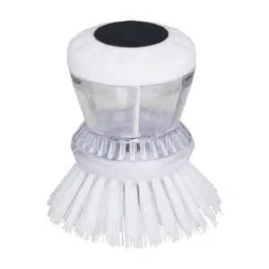 Round Cleaning Brush Mini Round Kitchen Cleaning Push Button Release Liquid Soap Dispensing Dish Brush
