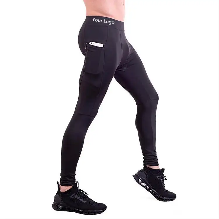 Men's Compression Cool Dry Long Base Layer Underwear Sport Workout Running Leggings Gym Sweat Pants Tights with Pockets For Men