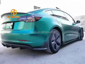 Per Tesla modello <span class=keywords><strong>3</strong></span> kit carrozzeria in fibra di carbonio stile RZ diffusore labbro anteriore Spoiler minigonne laterali paraurti auto - Product Image 6