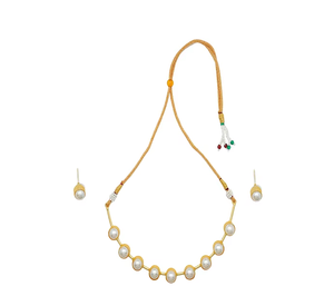 Handmade Gold Plated Pearl Jewelry <b>Set</b> for Women Necklace Earrings Bridal Wedding Party Wear - Product Image 6