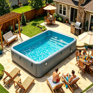 <span class=keywords><strong>Piscine</strong></span> gonflable pour enfants, sécurisée, rectangulaire, en tissu Drop Stitch, <span class=keywords><strong>hors</strong></span> <span class=keywords><strong>sol</strong></span>, pour le jardin, amusement aquatique pour les enfants - Product Image 2