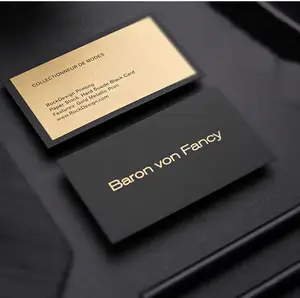 Luxury elegant custom gold foil name printing black business cards with embossed letterpress