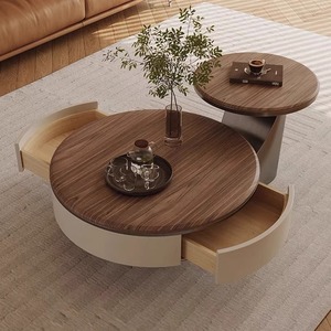 PurelyFeel İtalyan ışık lüks gelişmiş anlamda katı ahşap yuvarlak sehpa 2024 yeni küçük oturma odası ev <span class=keywords><strong>high</strong></span>-end çay masası - Product Image 5