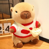 Nouvelle Peluche Capybara Ours en Coton PP Ultra Doux 25cm avec Pull et Chapeau Citrouille et Mini Sac, Cadeau Animal en Peluche pour Enfants