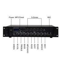 Système de sonorisation public 420W 5 zones, amplificateur mélangeur PA, montage en rack, Bluetooth, réverbération pour hôtel, école, mosquée, audio commercial