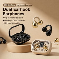 Nouveaux écouteurs TWS stéréo, casque sans fil, écouteurs de jeu, type clip d'oreille, double mode, affichage numérique, BT 5.4, IPX5