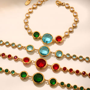 MIRADIA-<span class=keywords><strong>Bracelet</strong></span> de <span class=keywords><strong>cheville</strong></span> en acier inoxydable plaqué <span class=keywords><strong>or</strong></span> 18 carats, en pierre de verre multicolore, cadeau pour femme - Product Image 5