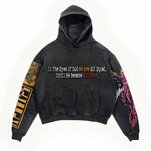 Sweat-shirts à capuche personnalisés avec imprimé automnal, sweat-shirts pour hommes, pull-over de haute qualité, streetwear uni, lourd, gaufré, unisexe - Product Image 2