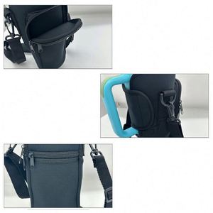 Bouteille d'eau isotherme en néoprène de 40 oz avec pochette zippée, poche avant et sangle – Cadeau original - Product Image 5