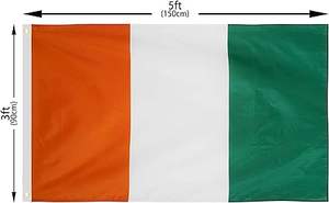 Venta directa de fábrica, tela de poliéster personalizada para exteriores, impresión Digital de doble cara, pancartas de bandera nacional de <span class=keywords><strong>Costa</strong></span> de Marfil de 3x5 pies - Product Image 2