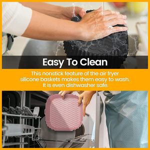 Food Grade <b>Silicone</b> <b>Air</b> <b>Fryer</b> <b>Liners</b> Reusable, 2.5mm Thick Non-Stick High Temperature Resistant <b>Air</b> <b>Fryer</b> Accessories - Product Image 5