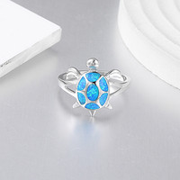 Bague en argent sterling 925 inspirée de l'océan XYOP, design tortue, artisanat exquis, brille d'une lueur marine irisée, à porter tous les jours
