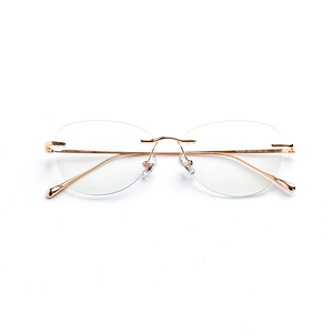 Flexible Randlose Titan-Klassiker Modische Leichtgewichtige Unisex Schlanke Bügel Geometrisches Muster Brillengestelle zum Lesen und für Optische Zwecke - Product Image 1