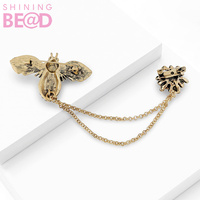 Broche Vintage de Cristal con Pedrería de Insecto y Borla de Cadena Floral, Esmalte Verde, para Mujer, para Solapa de Traje, Vestido, Accesorio de Joyería