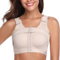 Soutien-gorge post-opératoire pour femmes, avec fermeture frontale et bande de soutien-gorge de compression et de correction de la posture.