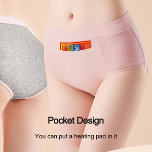 Taschendesign Hochgeschnittene Damen-Periodenunterwäsche Übergröße Baumwoll-Zwickel 3-Schichtige Auslaufsichere Antibakterielle Menstruations-Slips - Product Image 2