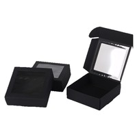 Boîte d'expédition personnalisée en papier kraft avec fenêtre, emballage transparent pliable pour aliments (gâteaux, pains, hamburgers) et cadeaux de détail