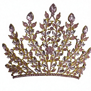 Corona de <span class=keywords><strong>Miss</strong></span> Universo para Adultos, Coronas y Tiaras de Reina de Belleza, Rojo, Azul, Verde con Diamantes, Color Oro Rosa, Tiara de Boda - Product Image 2