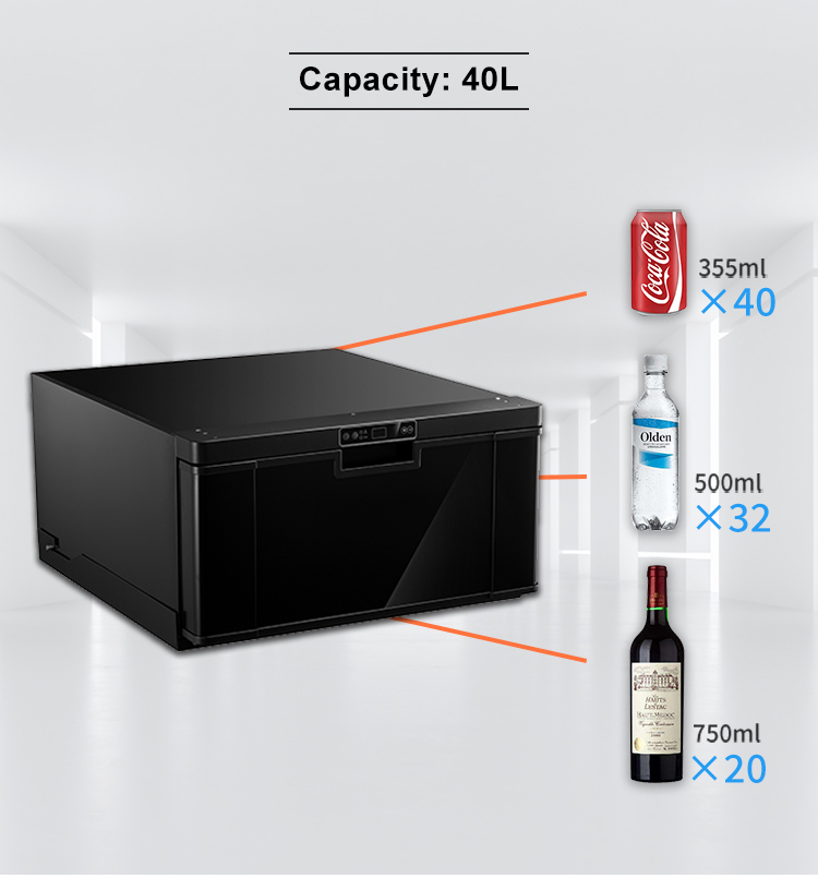 Hot Items R134a 40L Car Mini Drawer RV Built-in Mini Cooler 12v Dc Drawer Type Freezer Fridge For Outdoor Camping