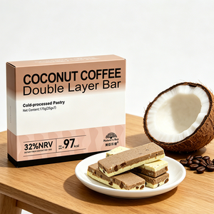Barre protéinée double couche Coco-Café avec protéines de soja, <span class=keywords><strong>biscuits</strong></span> aux pois, flocons d'avoine et graines de chia – Snack énergétique OEM - Product Image 3