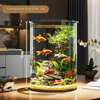 Grand aquarium cylindrique en verre PET transparent, sculpture paysagère, décoration écologique pour salon