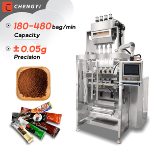 Machine d'emballage automatique VFFS haute précision à 4 voies pour sachets à coins arrondis, pour poudre de café instantané 3-en-1 - Product Image 1