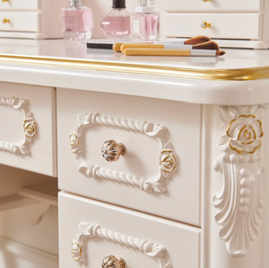 Table de <span class=keywords><strong>maquillage</strong></span> en bois massif de style européen avec miroir éclairé, table de <span class=keywords><strong>maquillage</strong></span> multifonctionnelle pour chambre à coucher, design luxueux de style princesse - Product Image 2