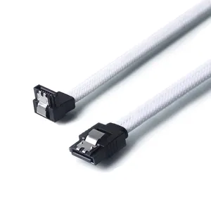 50CM Right Angle Nylon Sleeved White Black Red Blue Green HDD Cord line SATA 3.0 III SATA3 7pin 6Gbps SSD hard driver Data Cable