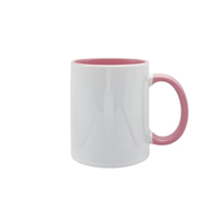 Mug à café en céramique blanche personnalisé avec intérieur et anse roses, lot en gros, offre commerciale, ensembles en vrac