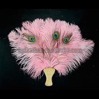 HY grand éventail à main pliant en plumes d'autruche pour femmes Costume Show Tea Party accessoire vacances danse mariée mariage décor