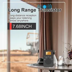 W206 Portable AM/FM 2-Band Digital Radio 1800mAh LCD Display Alarm Clock Headphone Jack - Product Image 3