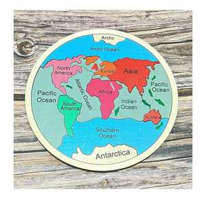 Juguete Educativo de Geografía, Rompecabezas de la Tierra, Continentes, Océanos, Mapa del Mundo de Madera con Clavijas - Product Image 1
