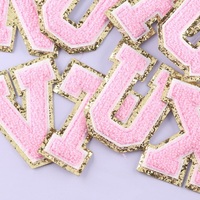 Vente d'usine : Accessoires vestimentaires à paillettes, patchs brodés en chenille thermocollants de 5,5 cm et 8 cm, lettres de l'alphabet