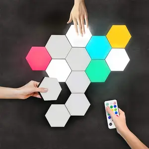 Remote Controlled RGB Panels LED Hexagon Wall Lights Game Room Decor Touch Light Panels for Living Room Bedroom