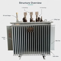 Transformateur de distribution triphasé immergé dans l'huile S22-M-630 10kV vers 400V Dyn11 à enroulement en cuivre, refroidissement ONAN pour réseau de distribution