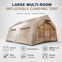 17.2 ㎡   Tente de Glamping Gonflable 4.8x3.6m en Oxford 600D Imperméable avec Trou pour Poêle pour Camping de Luxe