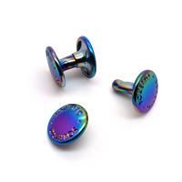 Logo personnalisé arc-en-ciel tête de champignon rivets creux bouton pression tête rivet de vêtement rivets en laiton à double capuchon pour le cuir