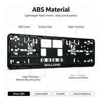 Cadre de plaque d'immatriculation Euro ABS BOLONG, 520*110mm, support de plaque d'immatriculation vierge pour commande en gros, finition mate
