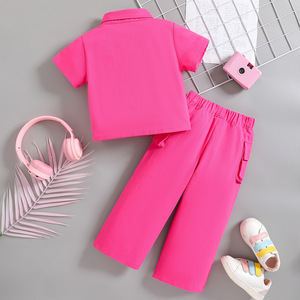 Nuevo Conjunto de Ropa de Verano para Niñas, Traje de Mezclilla con Solapa, Top de Manga Corta y Pantalones, Conjunto de Dos Piezas a la Moda - Product Image 2