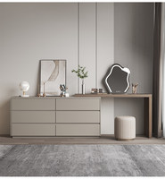 Table de toilette moderne avec miroir, tabouret et console – Meuble de luxe moderne pour chambre à coucher