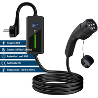 Pengisi Daya EV Portabel 7KW 32A Baru untuk GBT Tipe 1 & 2 3.5KW 16A Kabel Pengisian Daya EVSE Rumah yang Dapat Disesuaikan 5M/10M IP55 UL94-V0