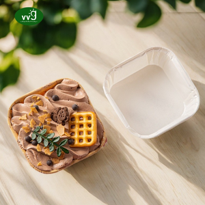 VVG Manufacture Non Stick Rolled Rim Grease Proof <strong>Mini</strong> Rectangle Paper Loaf <strong>Tray</strong> Kraft Paper Cupcake Mold - Product Image 3