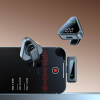 Microphone mini 2-en-1 pour iPhone, microphone cravate sans fil avec connecteur Type-C, Plug-and-Play, réduction du bruit et lumières LED