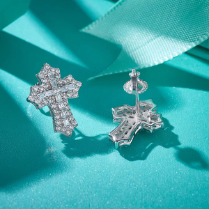 Aivenchy Luxury Lab Grown Diamond GEM <strong>Earrings</strong> Rhodium S925 Sterling Silver <strong>Fine</strong> Moissanite Women Cross <strong>Stud</strong> <strong>Earrings</strong> - Product Image 2