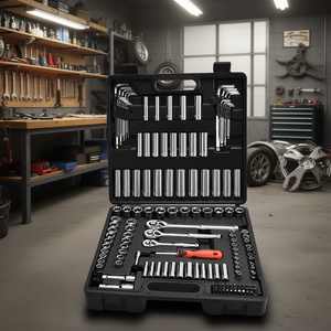 Kit d'outils de mécanicien de 149 pièces, jeu de douilles à cliquet de 3/8, 1/4, 1/2 pouce, SAE, métrique, profond, peu profond, en acier allié CR-V, embouts de réparation - Product Image 2